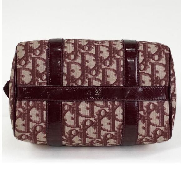 Christian Dior Trotter Pattern Mini Boston Handbag Coated Canvas Leather - Picture 3 of 5